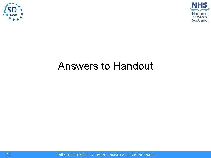 Answers to Handout 20 better information --> better decisions --> better health 