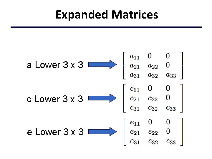 Expanded Matrices a Lower 3 x 3 c Lower 3 x 3 e Lower