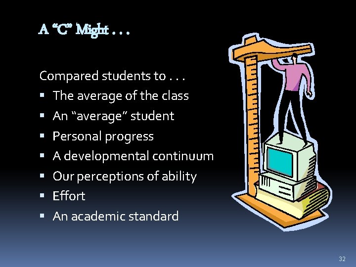 A “C” Might. . . Compared students to. . . The average of the
