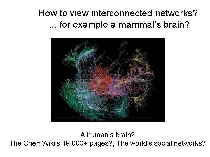 How to view interconnected networks? . . for example a mammal’s brain? A human’s