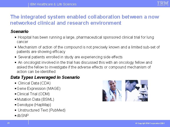 IBM Healthcare & Life Sciences The integrated system enabled collaboration between a now networked