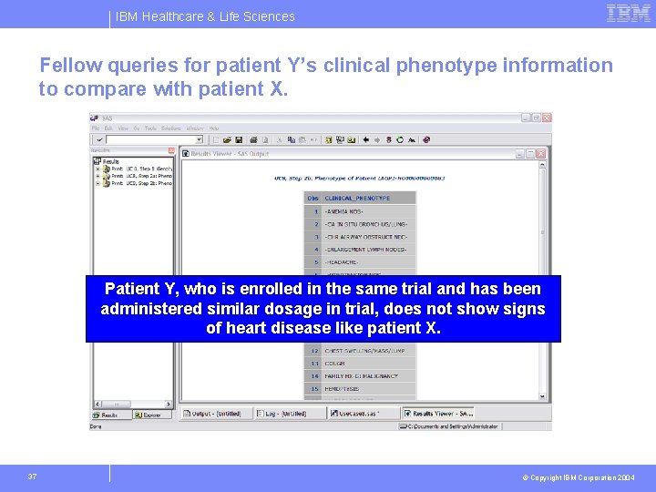 IBM Healthcare & Life Sciences Fellow queries for patient Y’s clinical phenotype information to