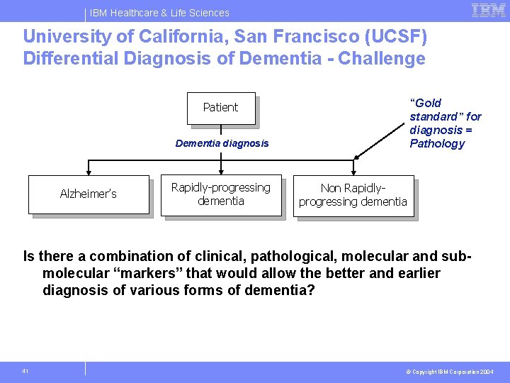 IBM Healthcare & Life Sciences University of California, San Francisco (UCSF) Differential Diagnosis of