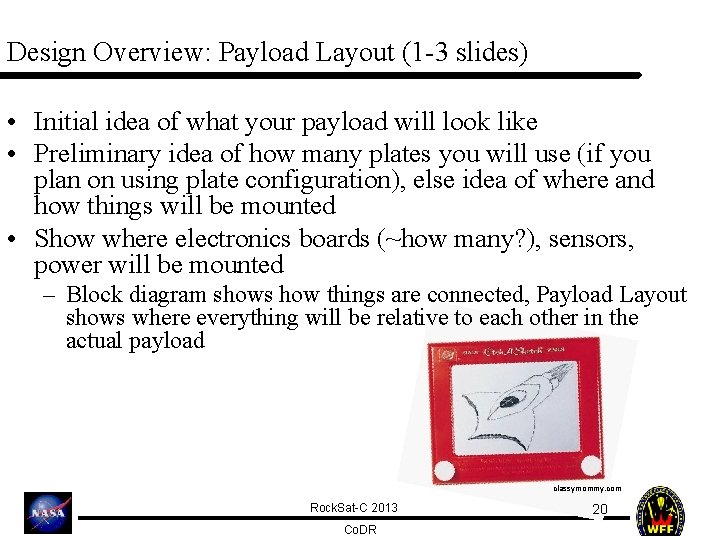 Design Overview: Payload Layout (1 -3 slides) • Initial idea of what your payload