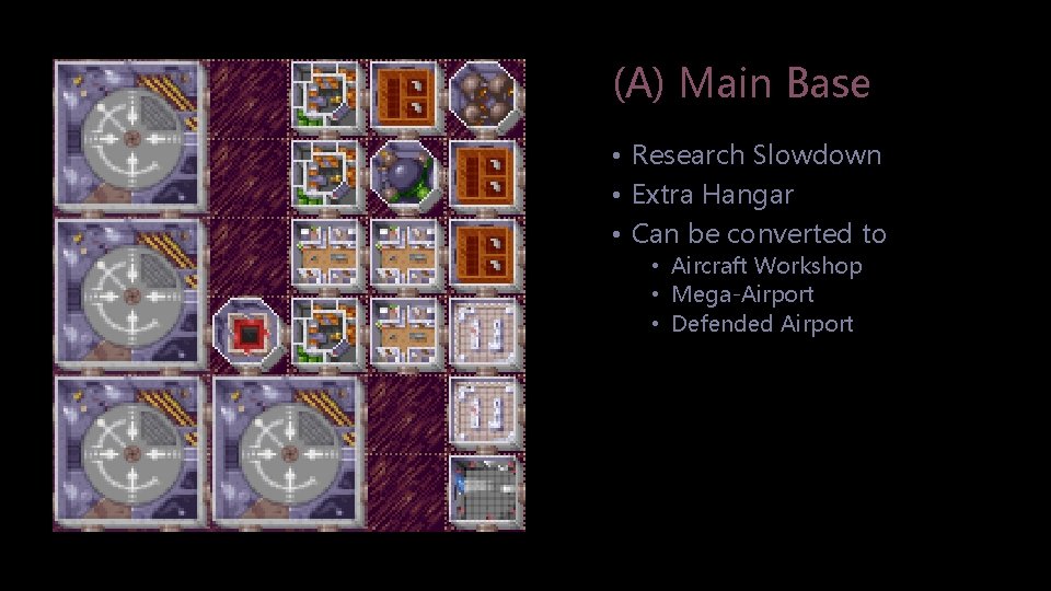 (A) Main Base • Research Slowdown • Extra Hangar • Can be converted to