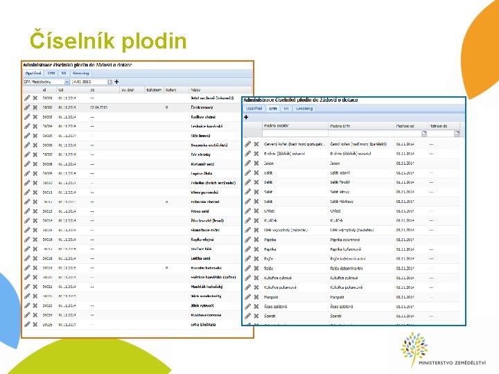 Číselník plodin Číselník plodin