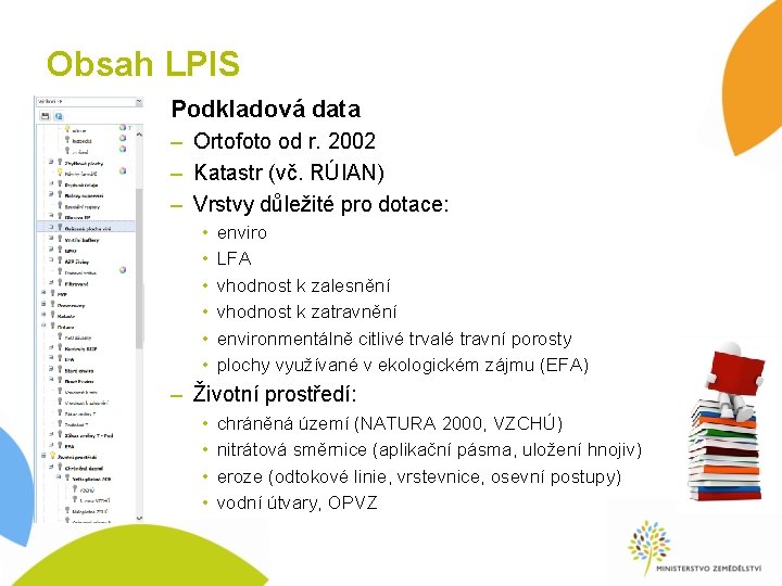 Obsah LPIS Podkladová data – Ortofoto od r. 2002 – Katastr (vč. RÚIAN) – Obsah LPIS Podkladová data – Ortofoto od r. 2002 – Katastr (vč. RÚIAN) –