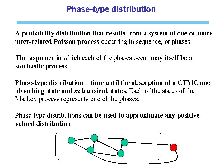 Phase-type distribution A probability distribution that results from a system of one or more