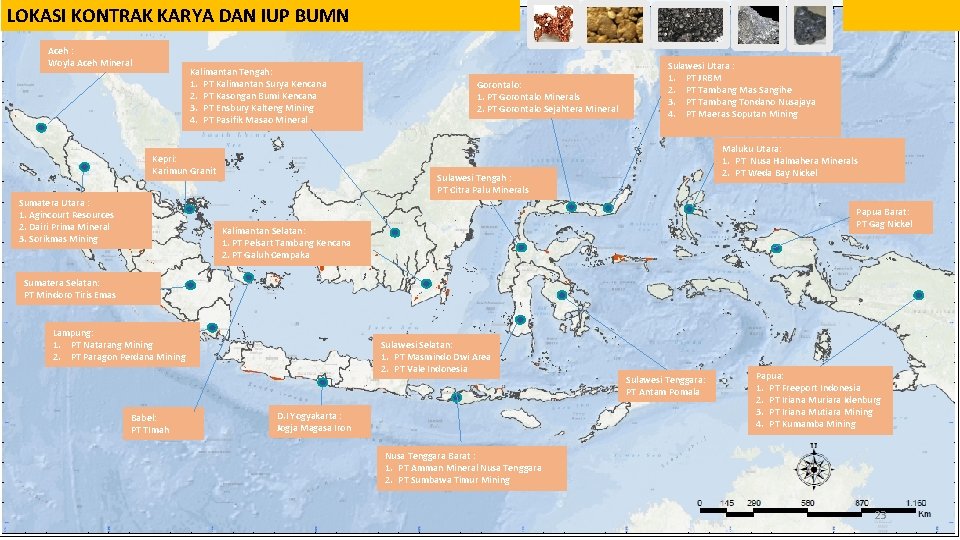 LOKASI KONTRAK KARYA DAN IUP BUMN Aceh : Woyla Aceh Mineral Kalimantan Tengah: 1.