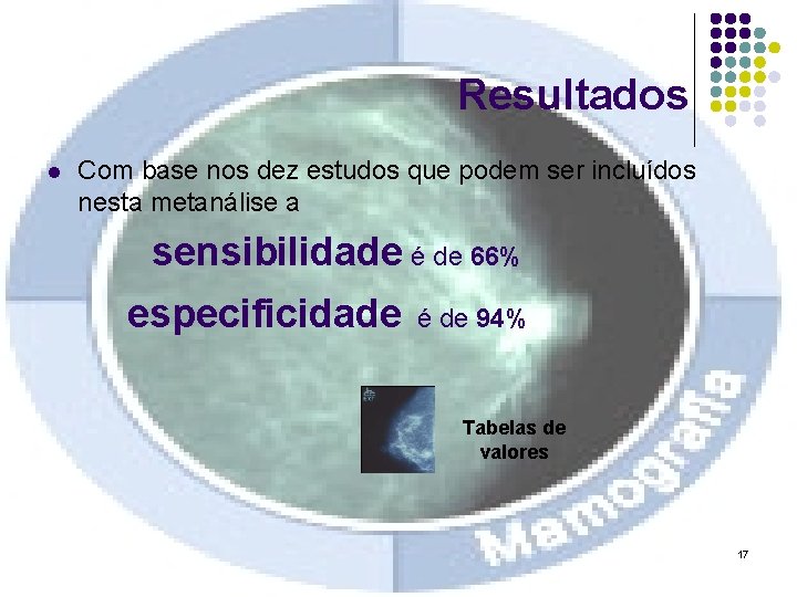 Resultados l Com base nos dez estudos que podem ser incluídos nesta metanálise a