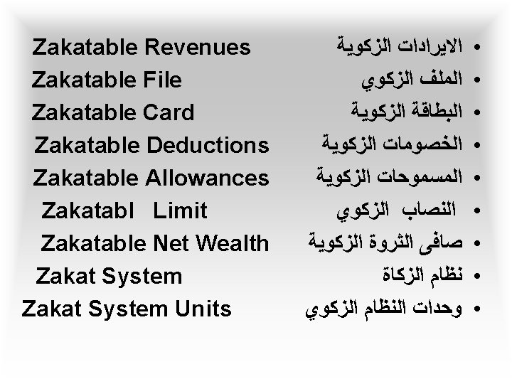 Zakat Accounting Glossary Compiled By Dr Hussien Shehata