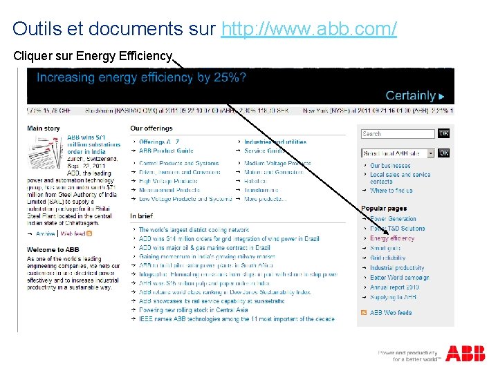 Outils et documents sur http: //www. abb. com/ Cliquer sur Energy Efficiency 
