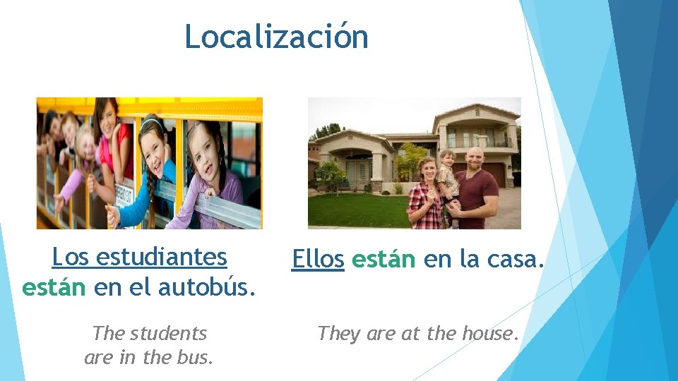 Localización Los estudiantes están en el autobús. The students are in the bus. Ellos