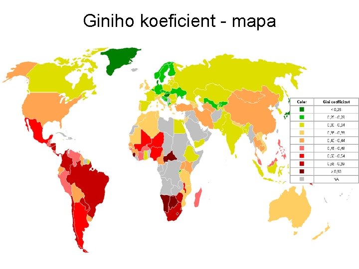 Giniho koeficient - mapa 