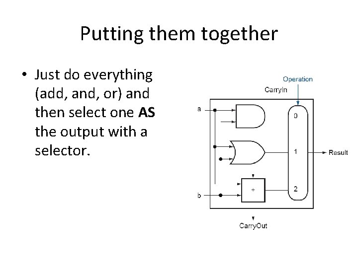 Putting them together • Just do everything (add, and, or) and then select one