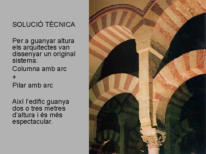 SOLUCIÓ TÈCNICA Per a guanyar altura els arquitectes van dissenyar un original sistema: Columna SOLUCIÓ TÈCNICA Per a guanyar altura els arquitectes van dissenyar un original sistema: Columna