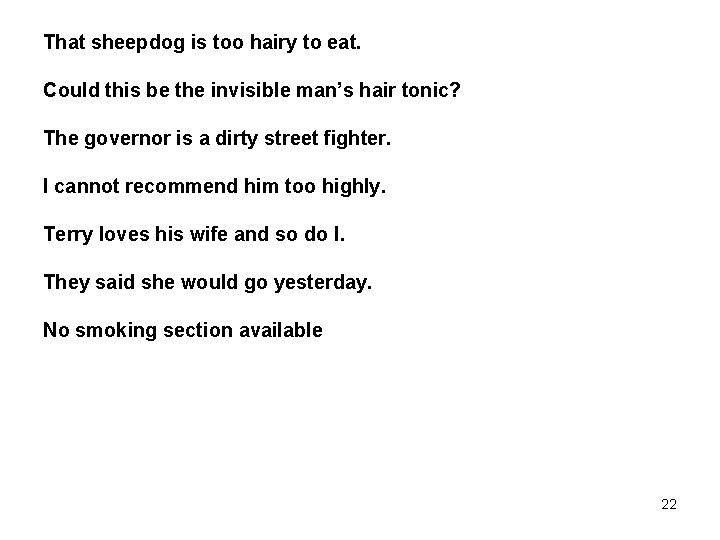 That sheepdog is too hairy to eat. Could this be the invisible man’s hair