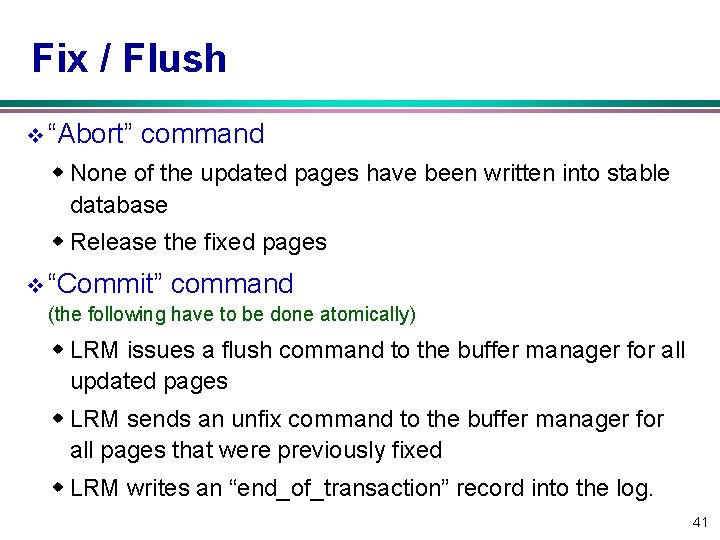 Fix / Flush v “Abort” command w None of the updated pages have been