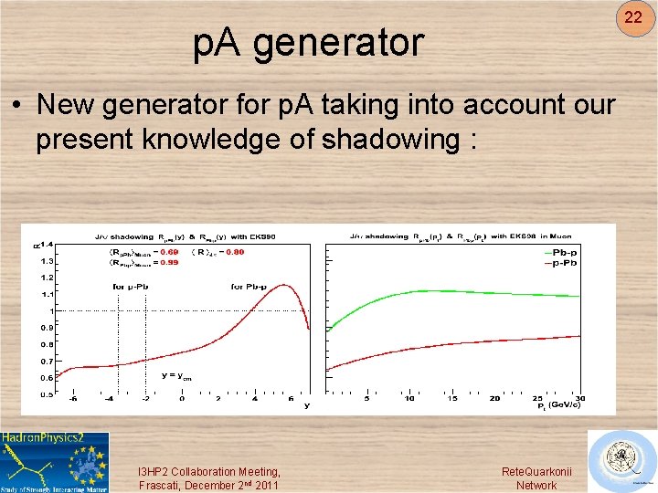 22 p. A generator • New generator for p. A taking into account our