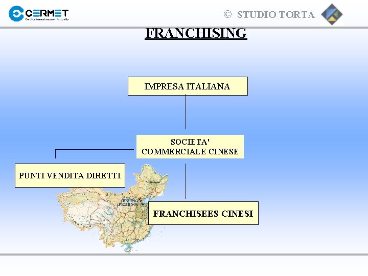 © STUDIO TORTA FRANCHISING IMPRESA ITALIANA SOCIETA' COMMERCIALE CINESE PUNTI VENDITA DIRETTI FRANCHISEES CINESI