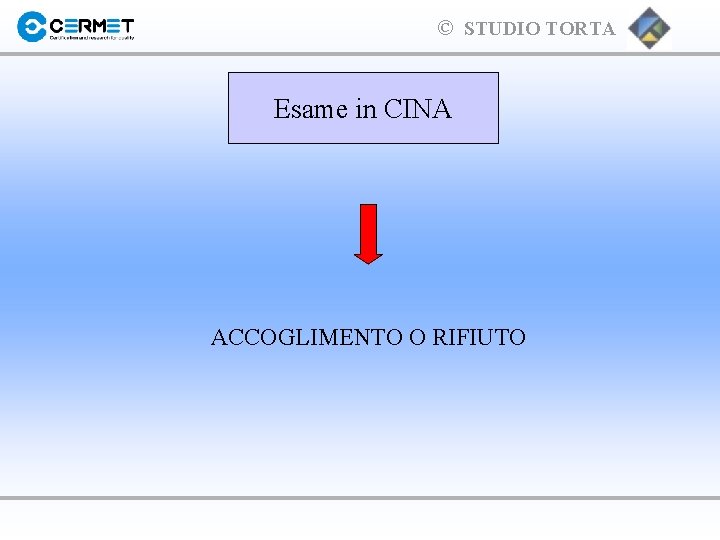 © STUDIO TORTA Esame in CINA ACCOGLIMENTO O RIFIUTO 