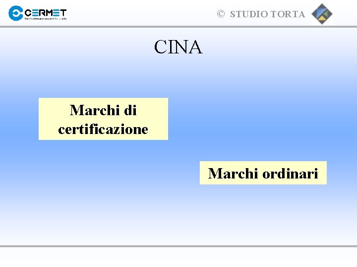 © STUDIO TORTA CINA Marchi di certificazione Marchi ordinari 