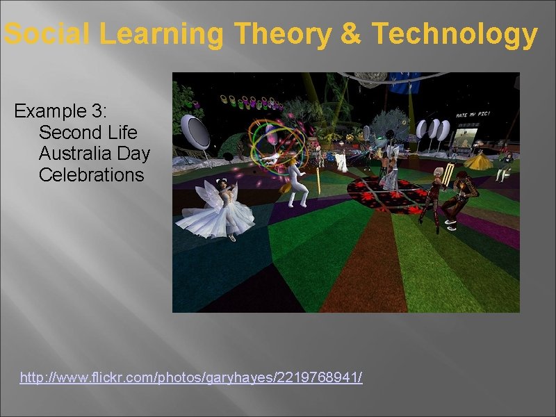 Social Learning Theory & Technology Example 3: Second Life Australia Day Celebrations http: //www.