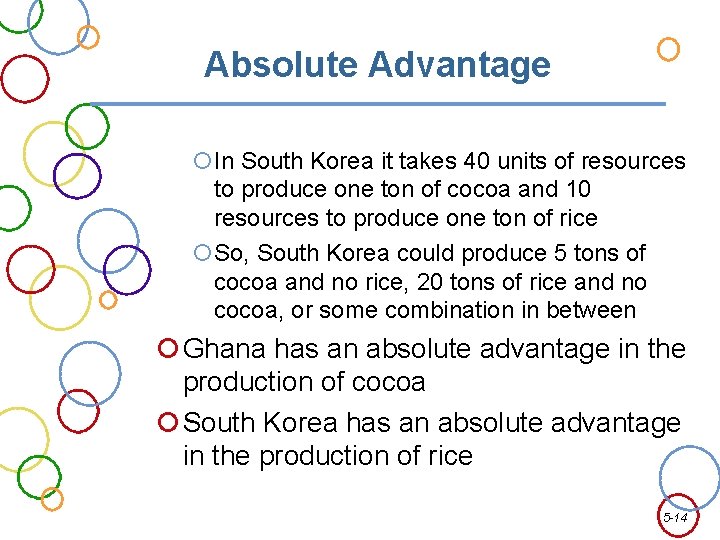 Absolute Advantage In South Korea it takes 40 units of resources to produce one