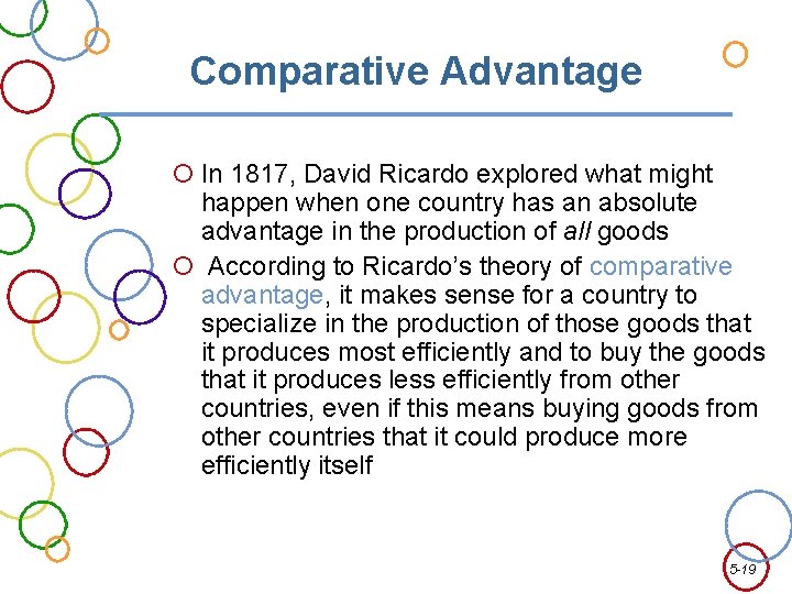 Comparative Advantage In 1817, David Ricardo explored what might happen when one country has