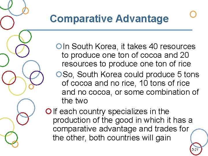 Comparative Advantage In South Korea, it takes 40 resources to produce one ton of