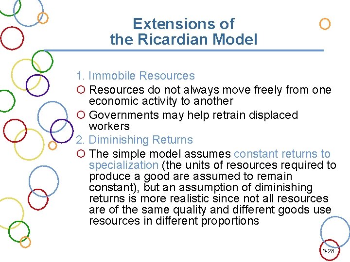 Extensions of the Ricardian Model 1. Immobile Resources do not always move freely from