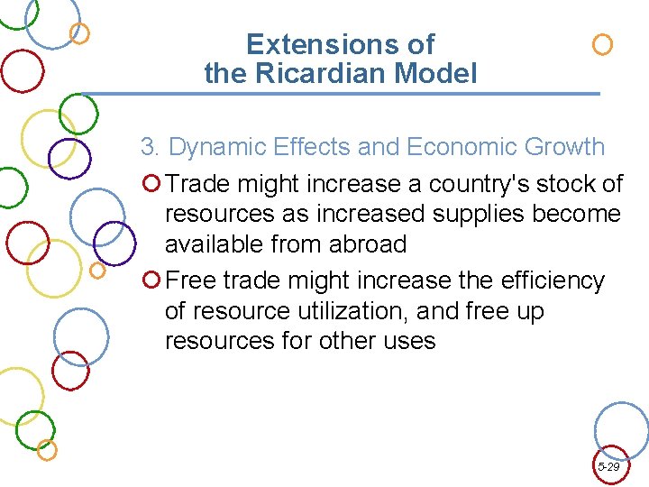 Extensions of the Ricardian Model 3. Dynamic Effects and Economic Growth Trade might increase