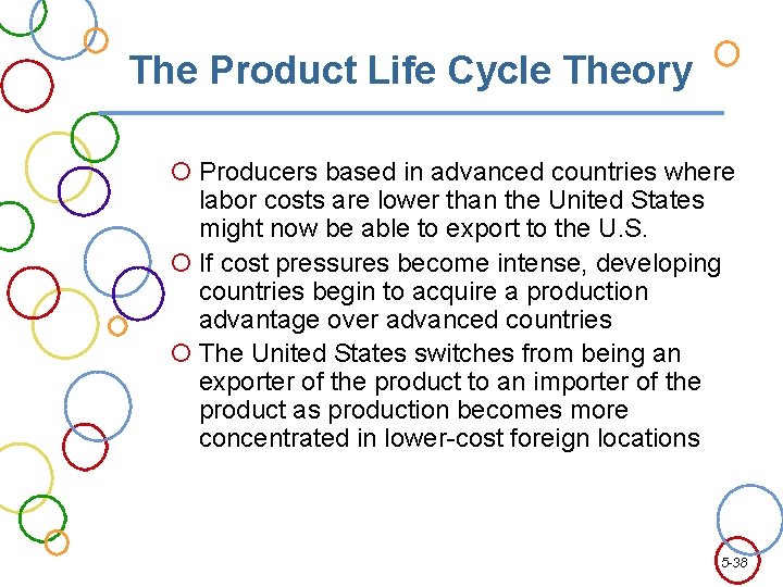 The Product Life Cycle Theory Producers based in advanced countries where labor costs are