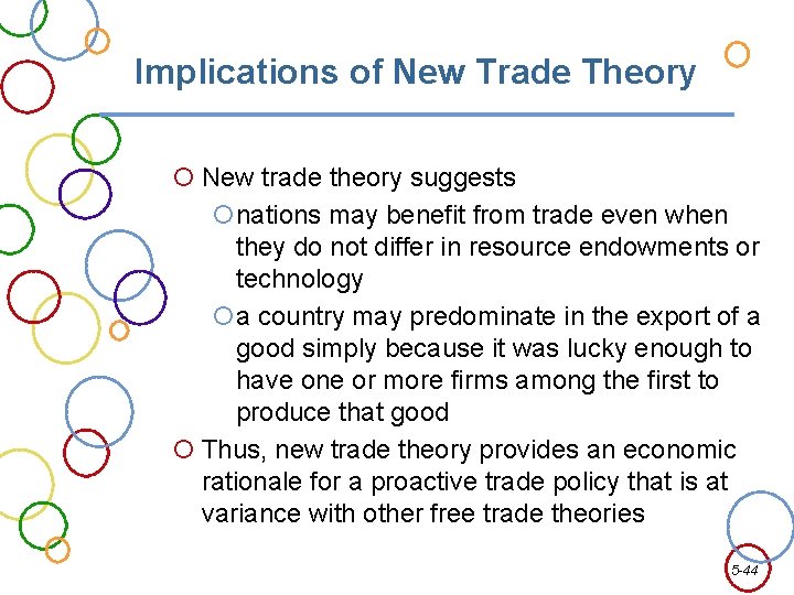 Implications of New Trade Theory New trade theory suggests nations may benefit from trade