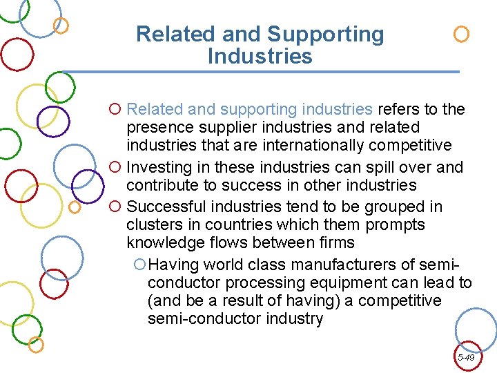 Related and Supporting Industries Related and supporting industries refers to the presence supplier industries