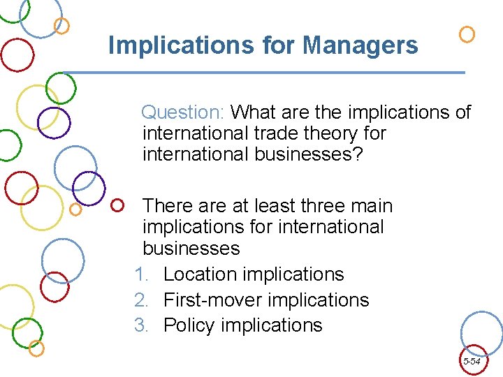 Implications for Managers Question: What are the implications of international trade theory for international