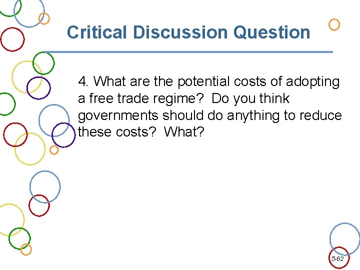 Critical Discussion Question 4. What are the potential costs of adopting a free trade