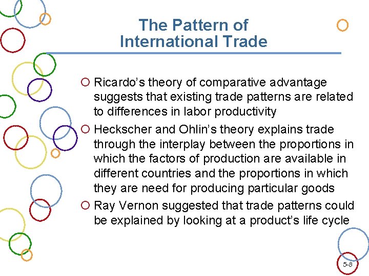 The Pattern of International Trade Ricardo’s theory of comparative advantage suggests that existing trade