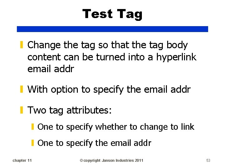 Test Tag ▮ Change the tag so that the tag body content can be Test Tag ▮ Change the tag so that the tag body content can be