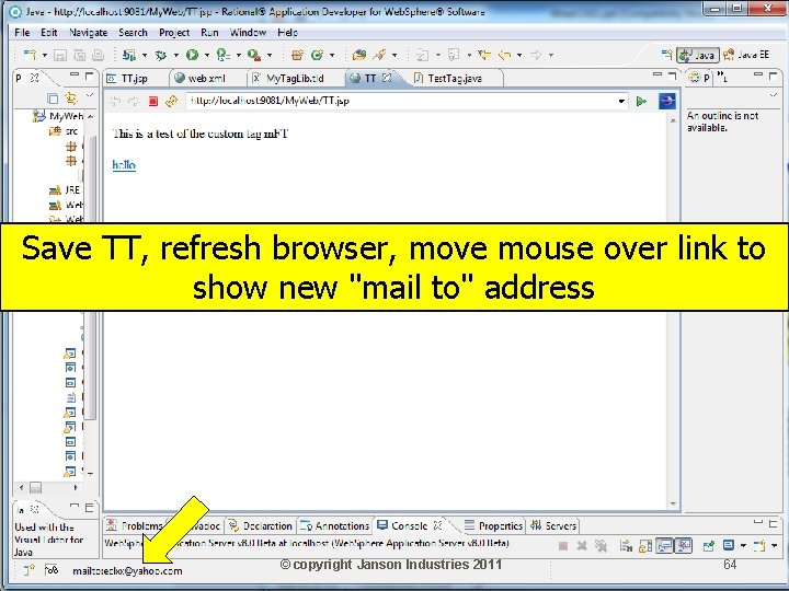 Save TT, refresh browser, move mouse over link to show new "mail to" address