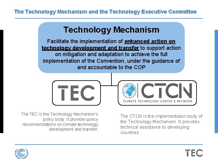 The Technology Mechanism and the Technology Executive Committee Technology Mechanism Facilitate the implementation of