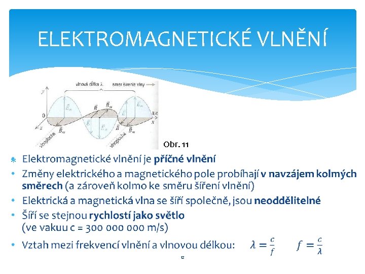 ELEKTROMAGNETICKÉ VLNĚNÍ Obr. 11 12 