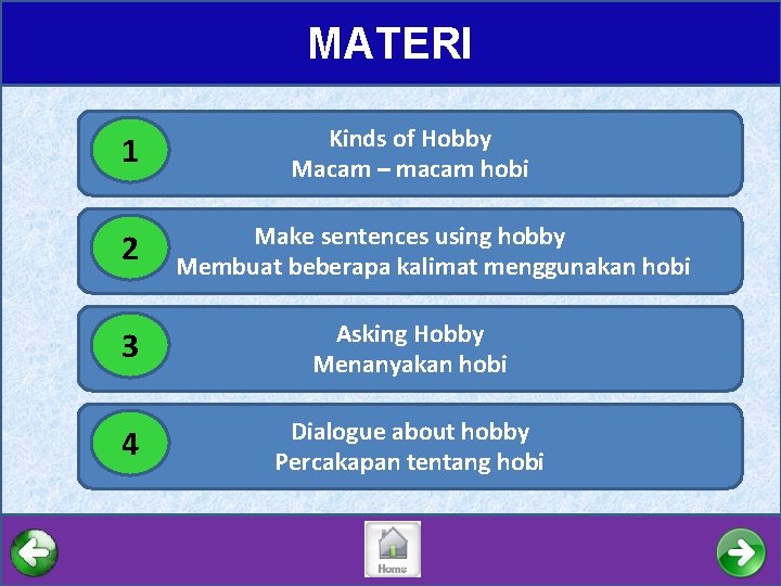 MATERI 1 2 Kinds of Hobby Macam – macam hobi Make sentences using hobby