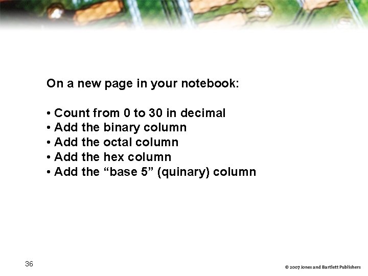 On a new page in your notebook: • Count from 0 to 30 in