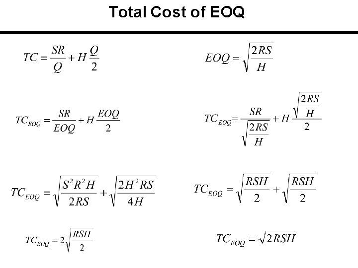 Total Cost of EOQ 