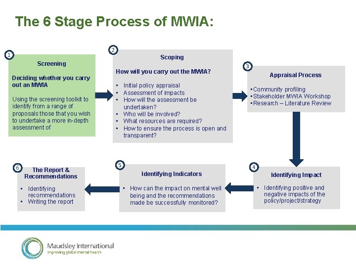 The 6 Stage Process of MWIA: 2 1 Scoping Screening Deciding whether you carry