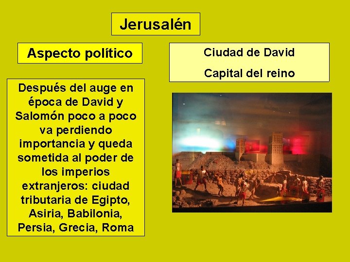 Jerusalén Aspecto político Ciudad de David Capital del reino Después del auge en época