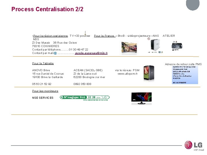 Process Centralisation 2/2 • Pour la région parisienne. TV <33 pouces Pour la France