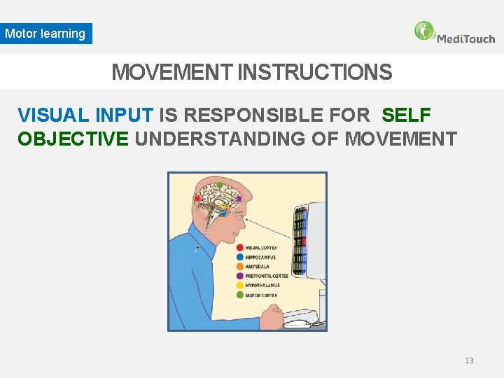 Motor learning MOVEMENT INSTRUCTIONS VISUAL INPUT IS RESPONSIBLE FOR SELF OBJECTIVE UNDERSTANDING OF MOVEMENT