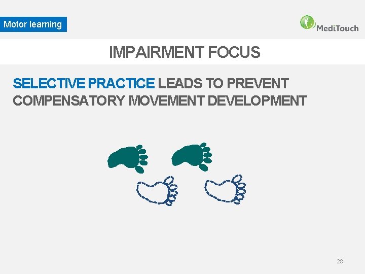 Motor learning IMPAIRMENT FOCUS SELECTIVE PRACTICE LEADS TO PREVENT COMPENSATORY MOVEMENT DEVELOPMENT 28 